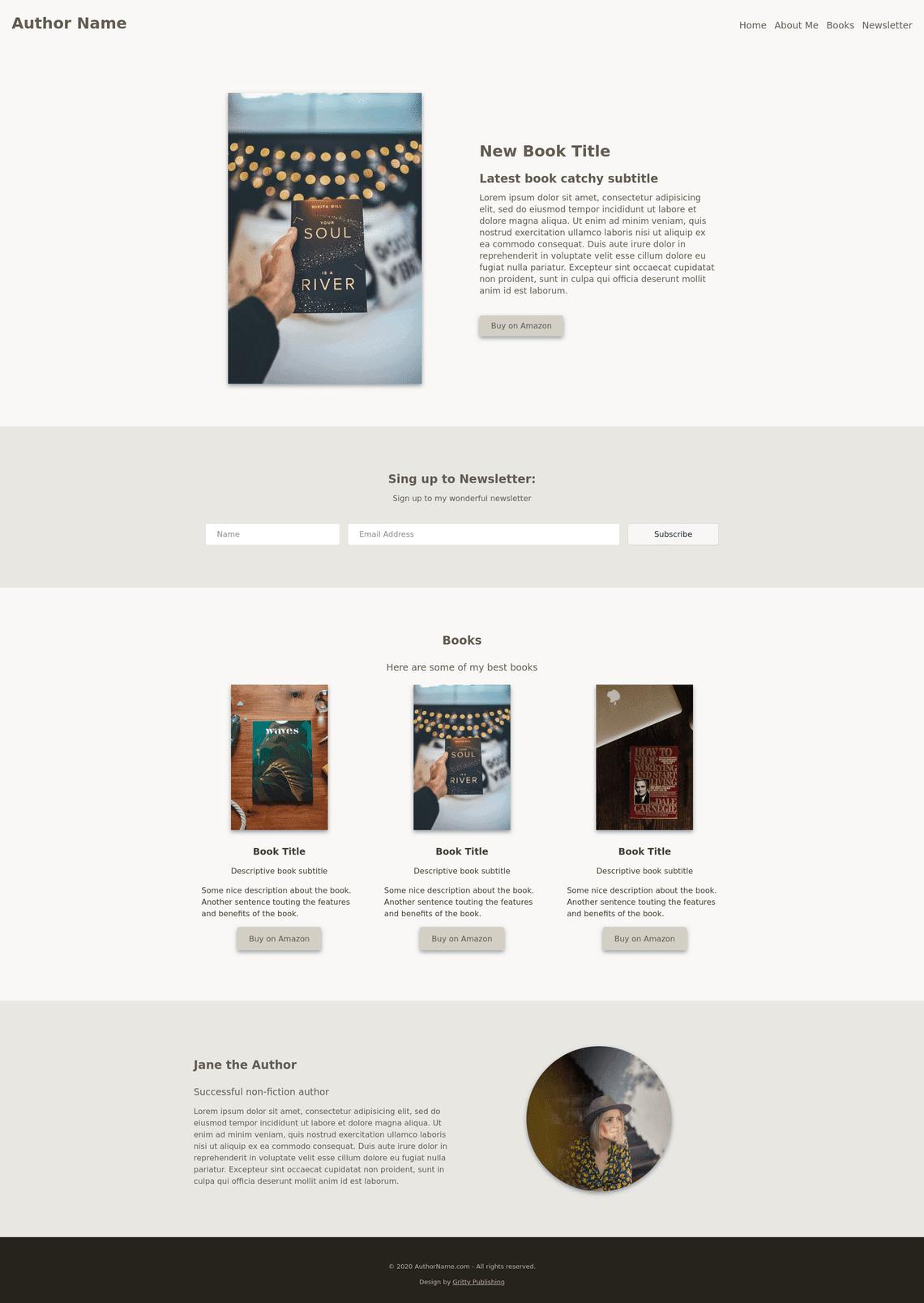 Author single-page website template