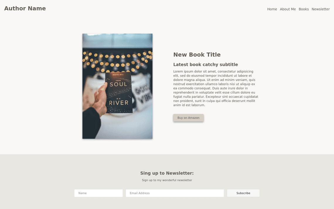 Author single-page website hero section