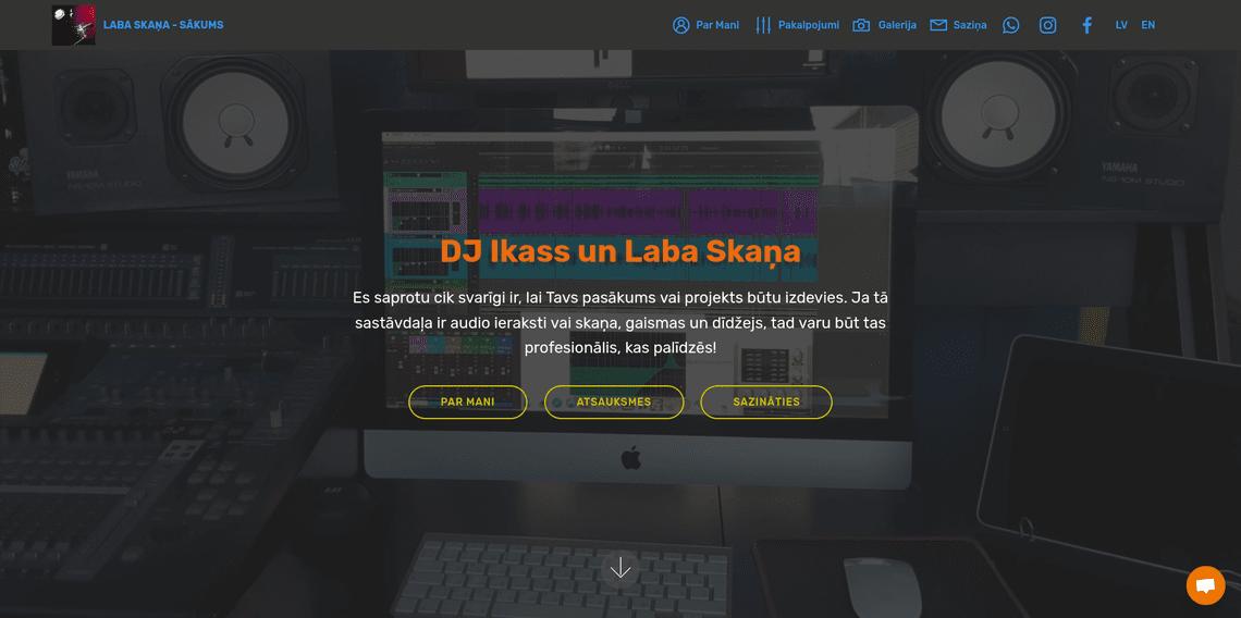 Ineffective DJ website built using a page-builder